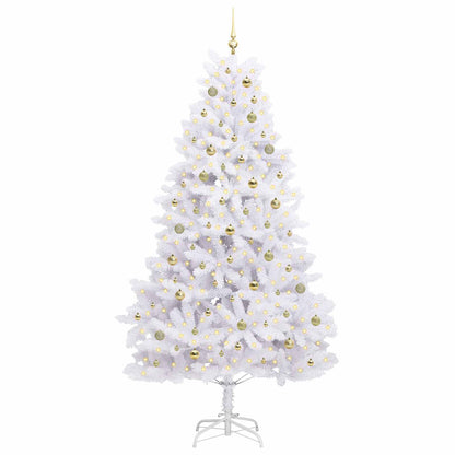 vidaXL Artificial Hinged Christmas Tree White 240 cm PVC and Steel 3