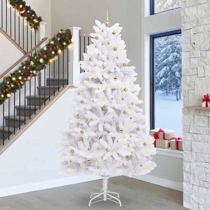 vidaXL Artificial Hinged Christmas Tree White 300 cm PVC and Steel 1