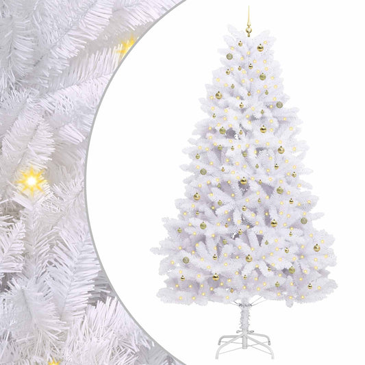 vidaXL Artificial Hinged Christmas Tree White 300 cm PVC and Steel 2