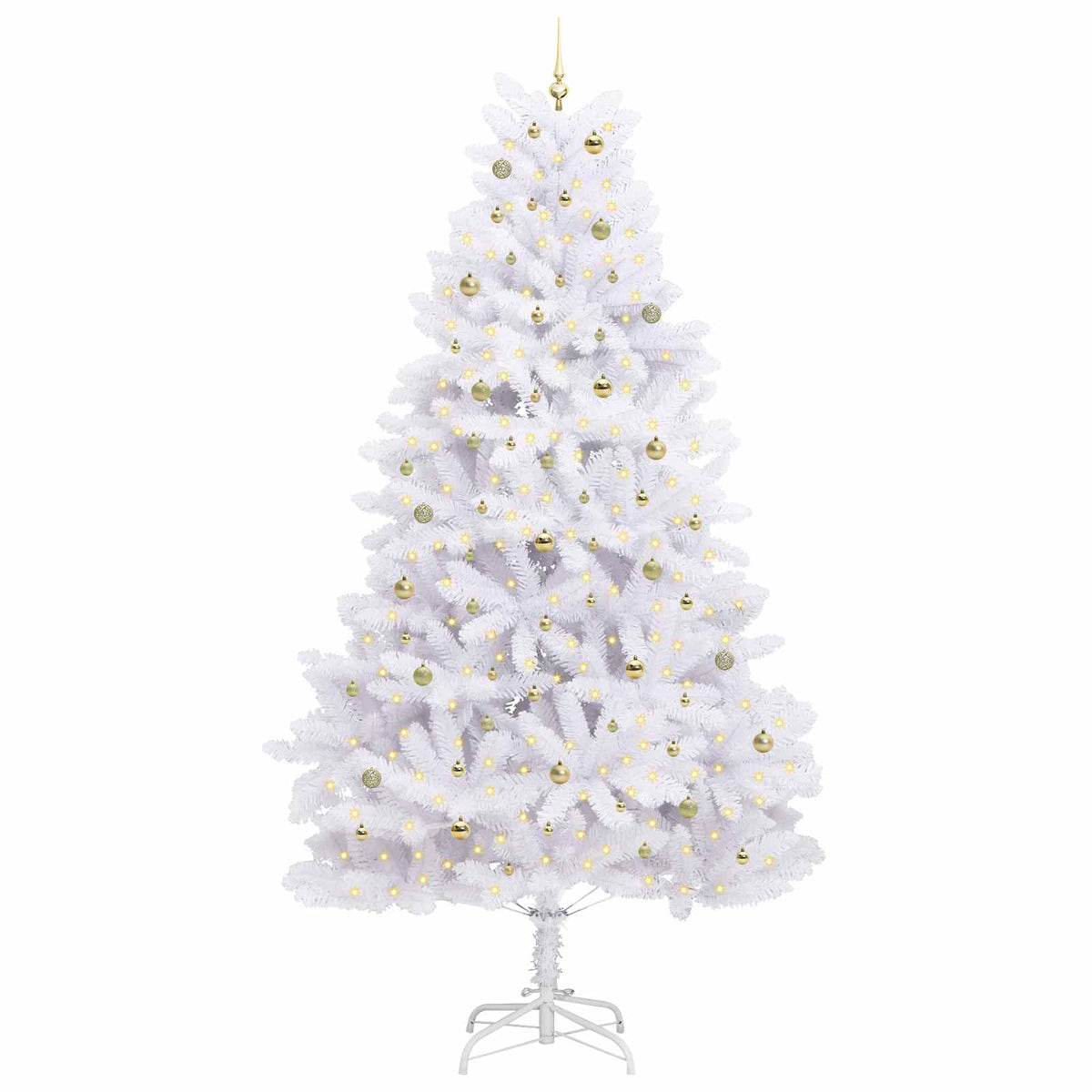 vidaXL Artificial Hinged Christmas Tree White 300 cm PVC and Steel 3