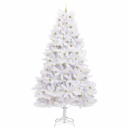 vidaXL Artificial Hinged Christmas Tree White 300 cm PVC and Steel 3