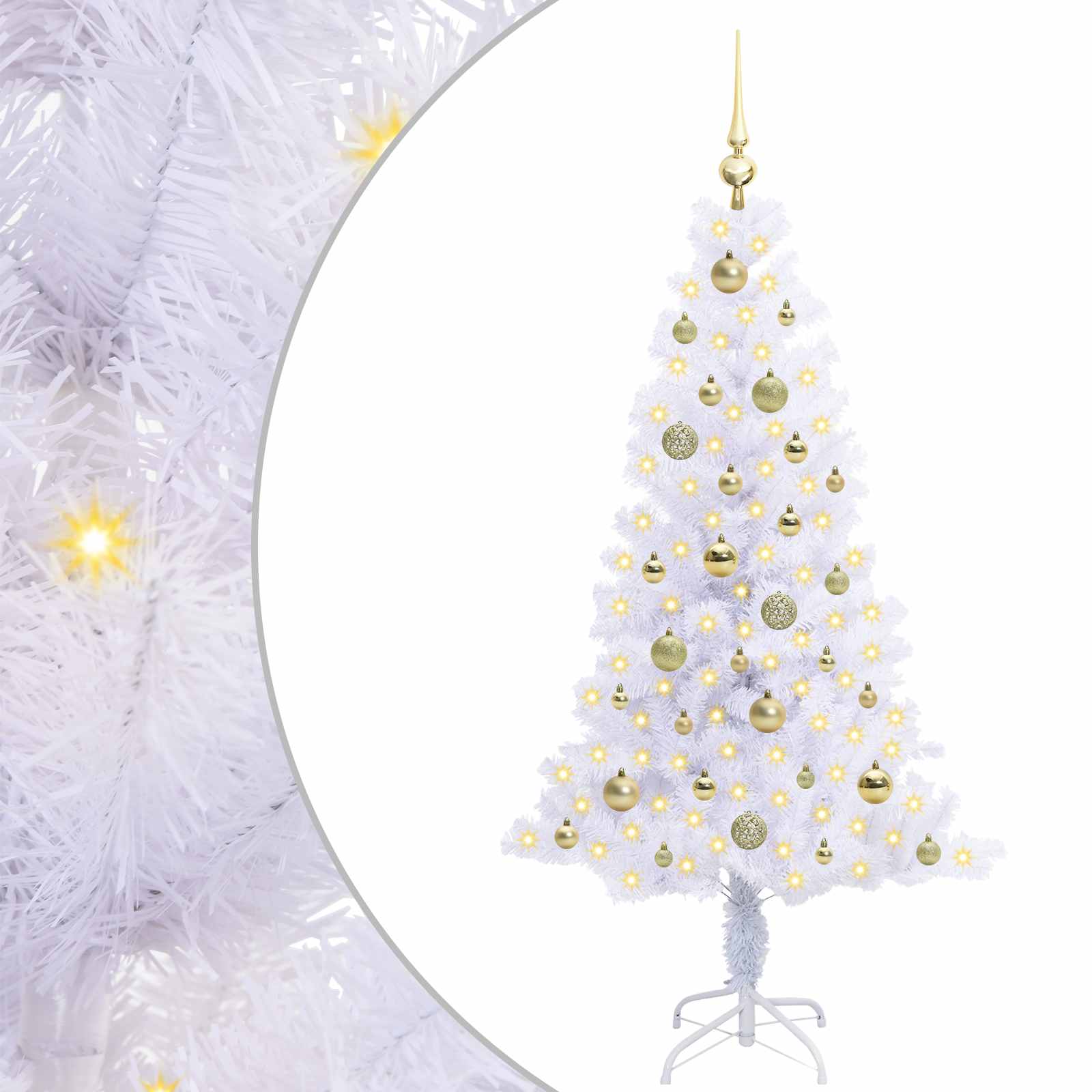 vidaXL Artificial Christmas Tree with Stand White 150 cm PVC and Steel 2