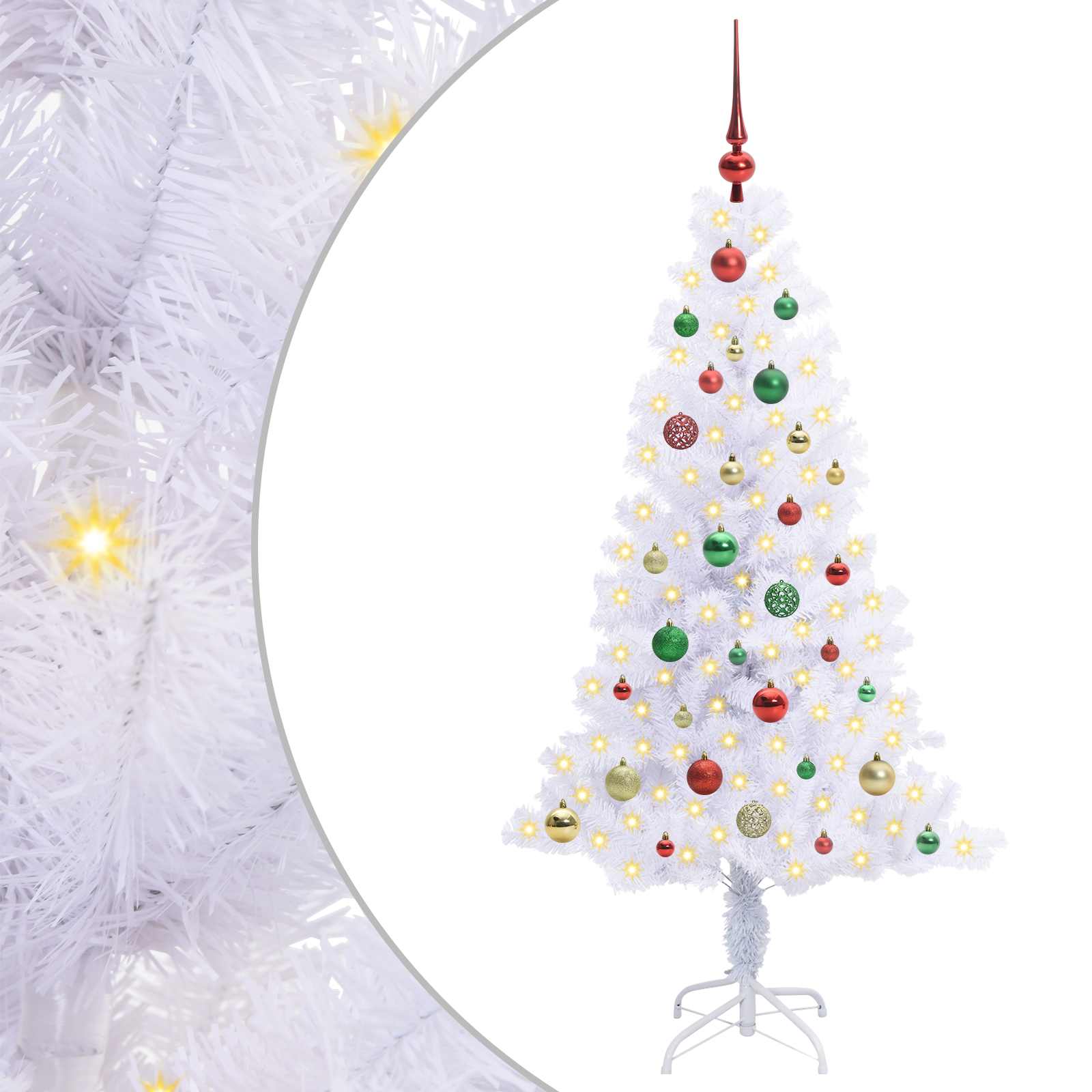 vidaXL Artificial Christmas Tree with Stand White 150 cm PVC and Steel 2