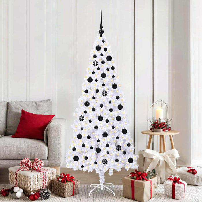 vidaXL Artificial Christmas Tree with Stand White 180 cm PVC and Steel 1