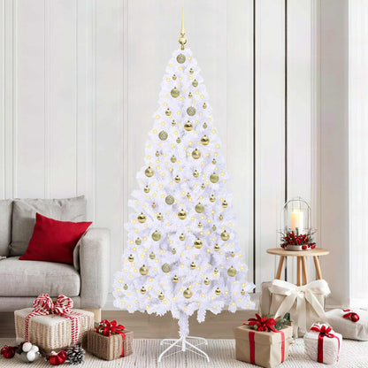 vidaXL Artificial Christmas Tree with Stand White 210 cm PVC and Steel 1