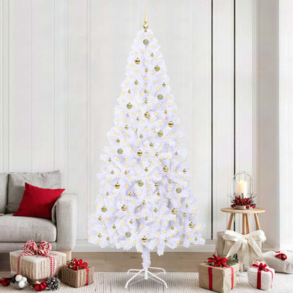 vidaXL Artificial Christmas Tree with Stand White 240 cm PVC and Steel 1