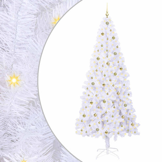vidaXL Artificial Christmas Tree with Stand White 240 cm PVC and Steel 2