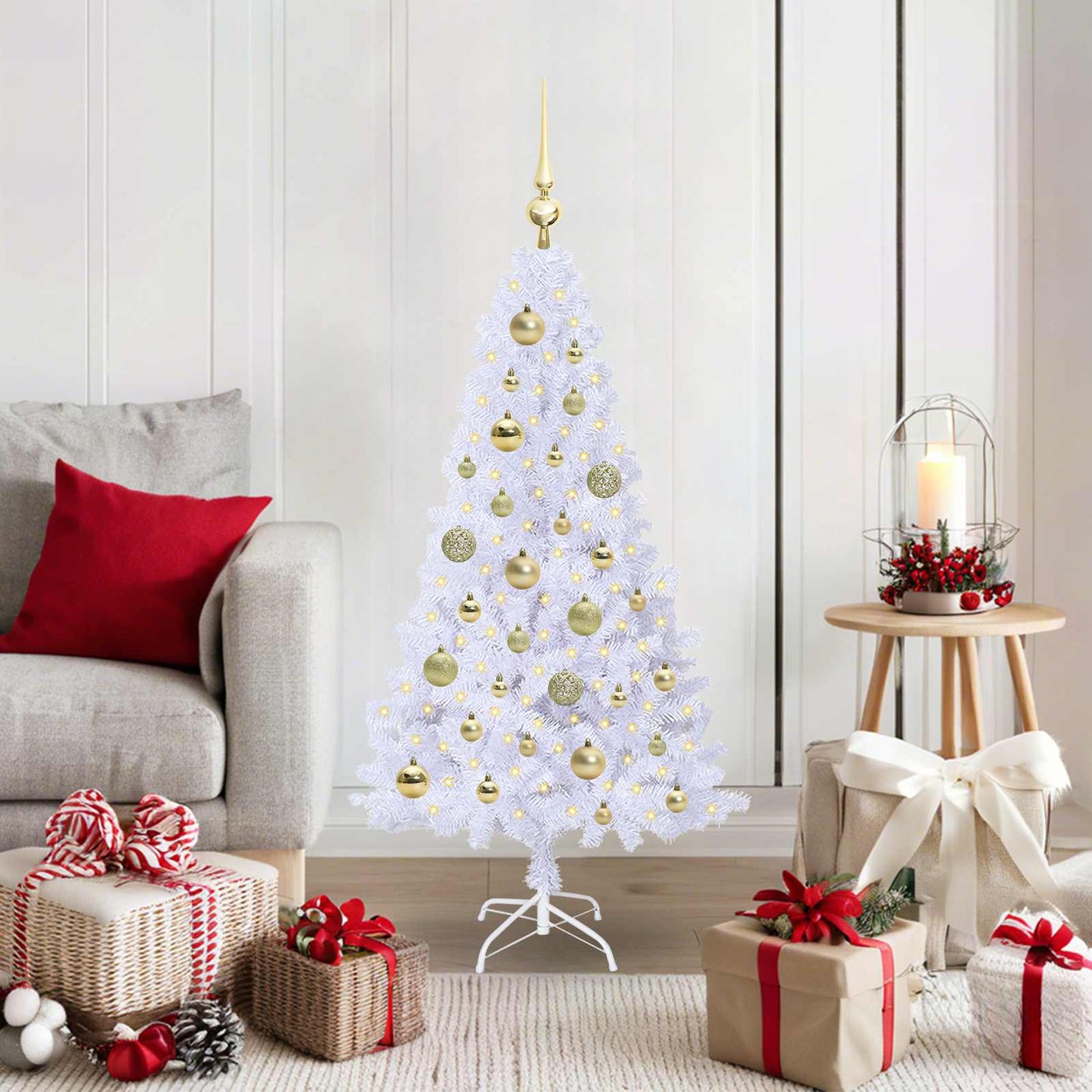 vidaXL Artificial Christmas Tree White 120 cm PVC and Steel 1