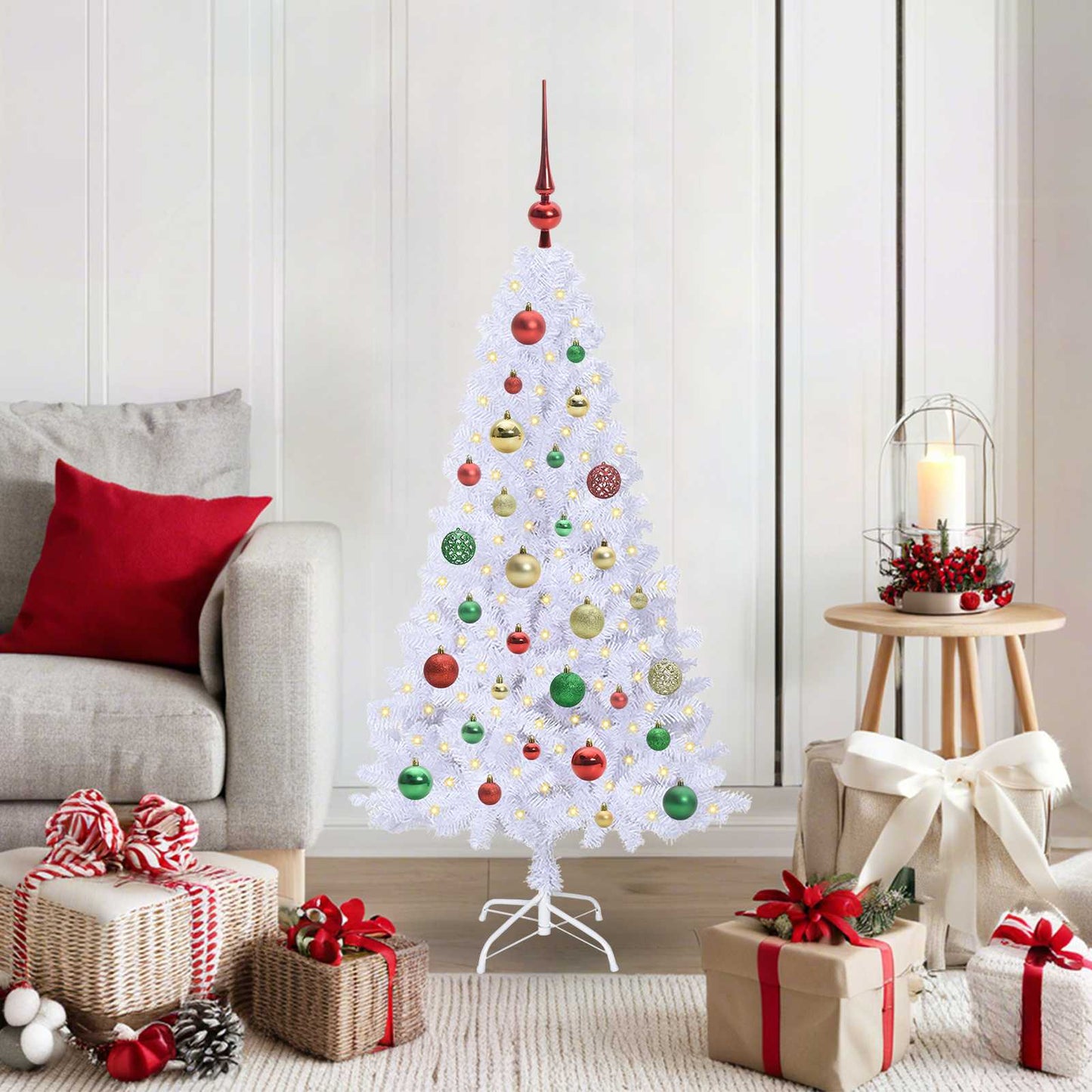 vidaXL Artificial Christmas Tree White 120 cm PVC and Steel 1