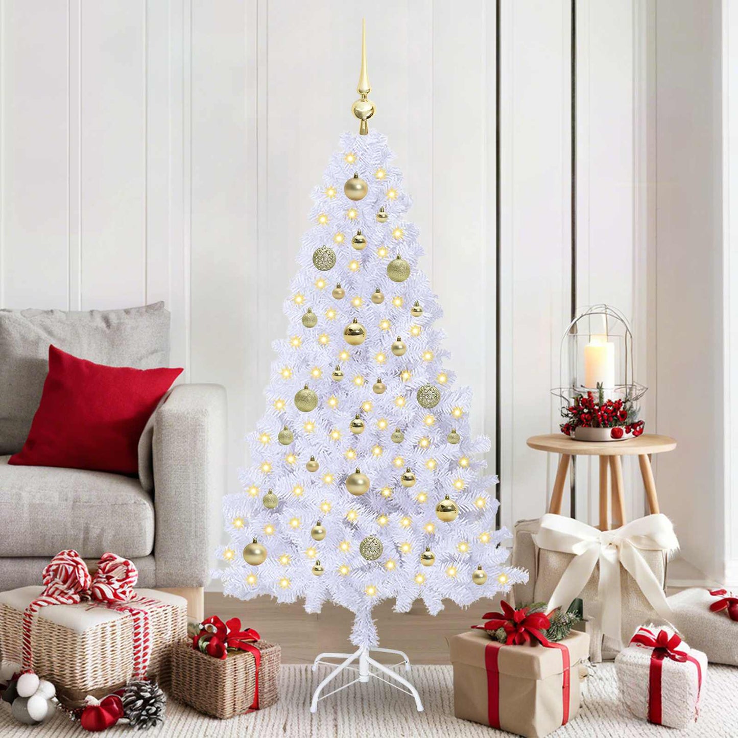 vidaXL Artificial Christmas Tree White 150 cm PVC and Steel 1