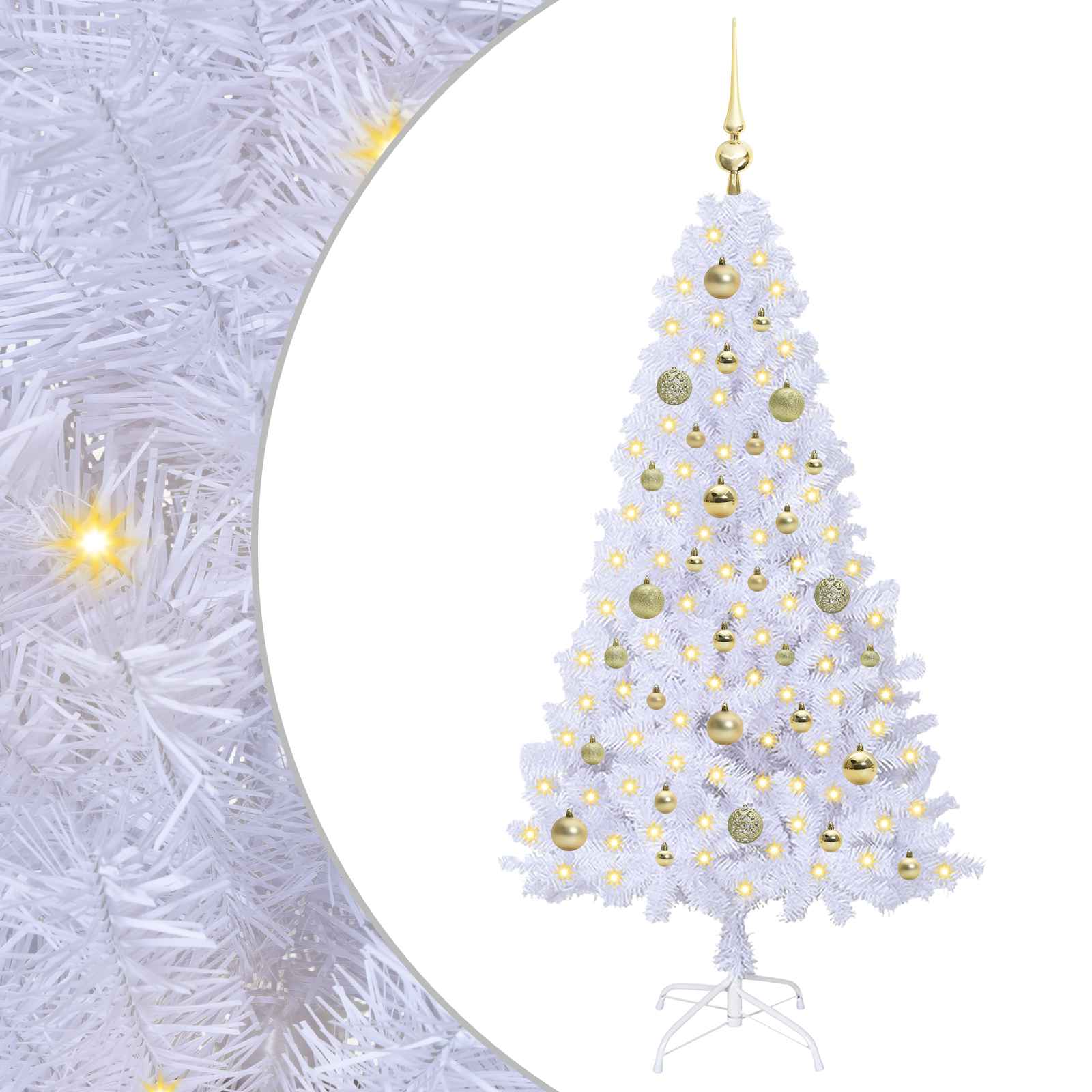 vidaXL Artificial Christmas Tree White 150 cm PVC and Steel 2