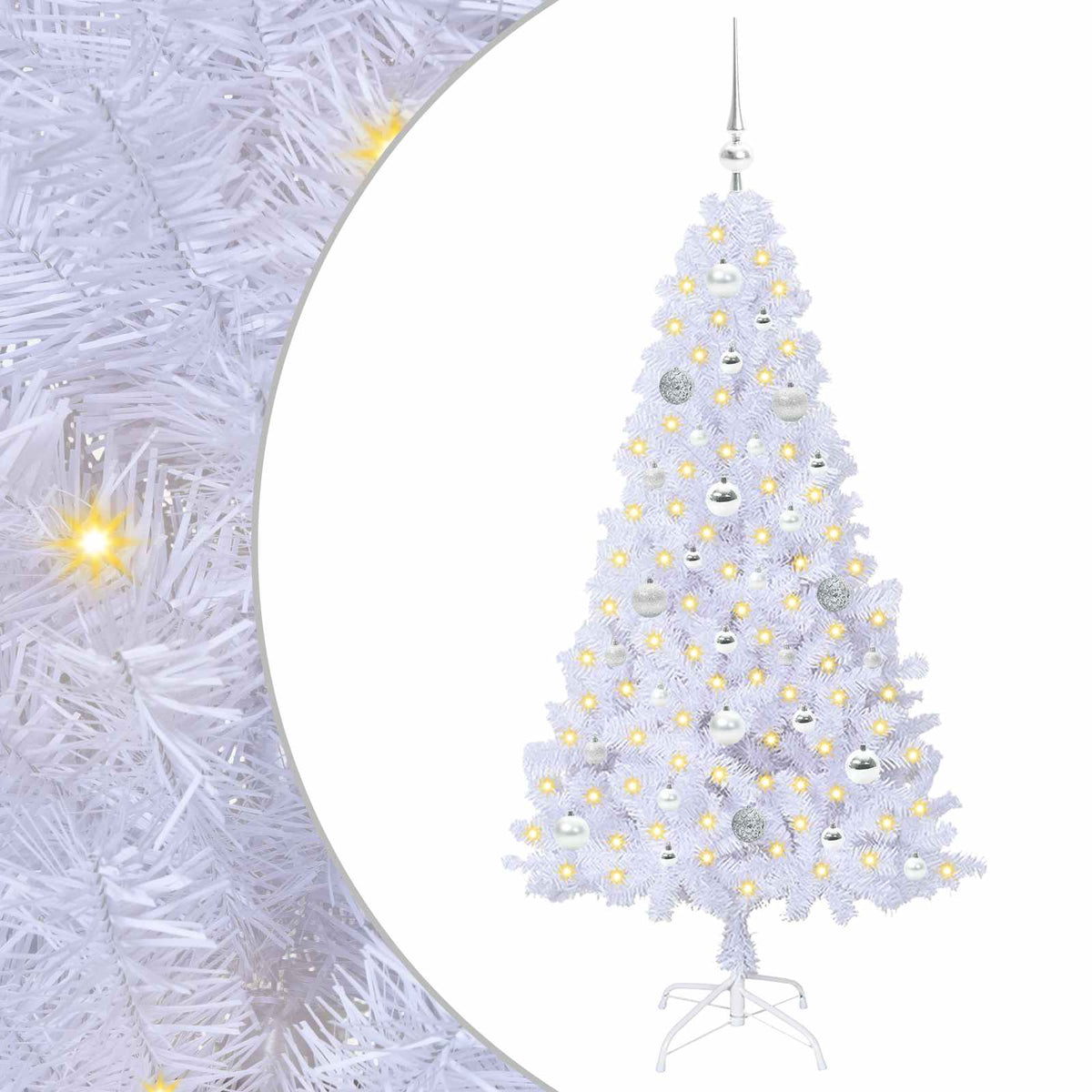 Artificial Christmas Tree White PVC and Steel Silver 150 cm