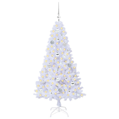 Artificial Christmas Tree White PVC and Steel Silver 150 cm