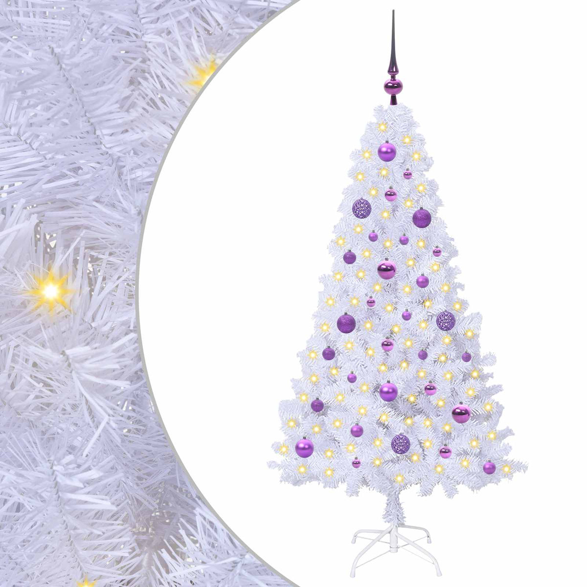 Artificial Christmas Tree White PVC and Steel Lilac 150 cm