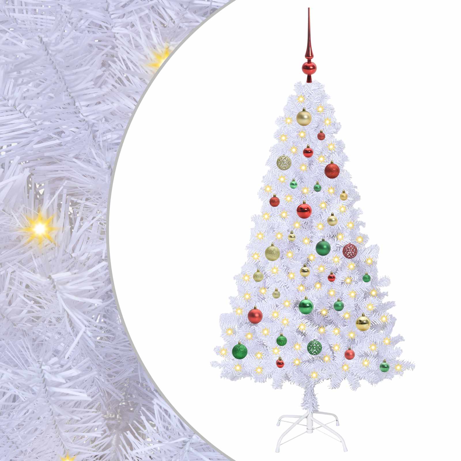 vidaXL Artificial Christmas Tree White 150 cm PVC and Steel 2