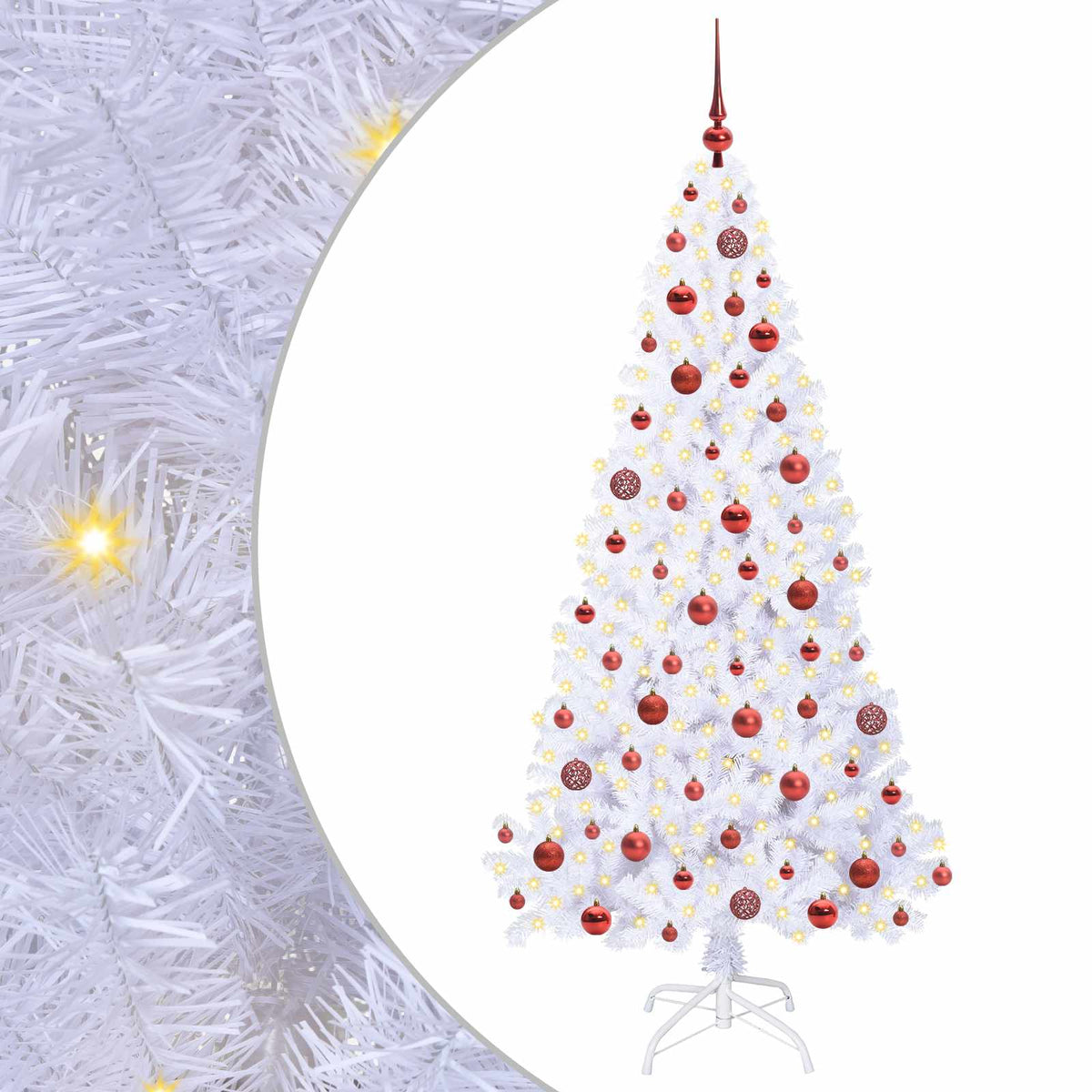 Artificial Christmas Tree with Stand White PVC and Steel 180 cm Red