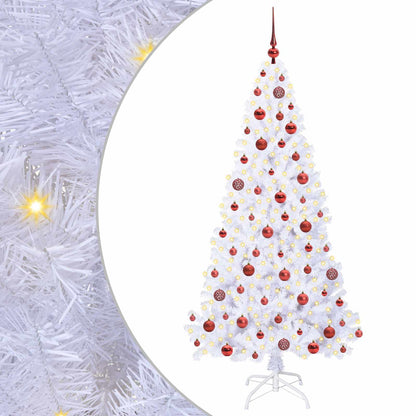 Artificial Christmas Tree with Stand White PVC and Steel 180 cm Red