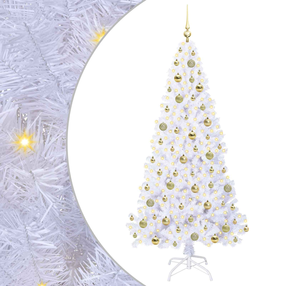 vidaXL Artificial Christmas Tree with Stand White 180 cm PVC and Steel 2