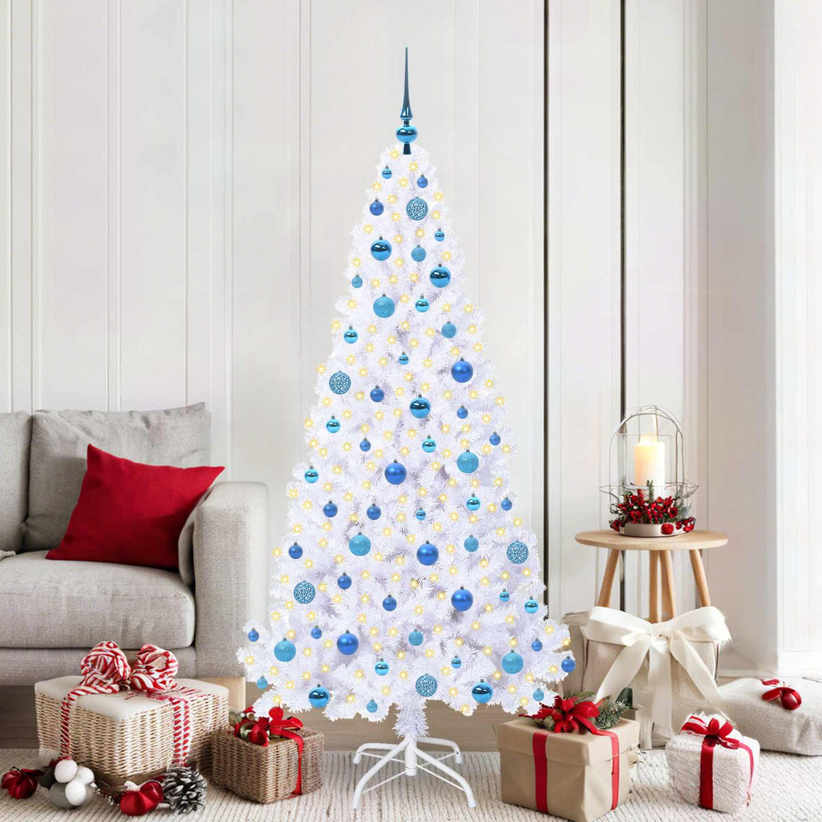 vidaXL Artificial Christmas Tree with Stand White PVC and Steel 180 cm