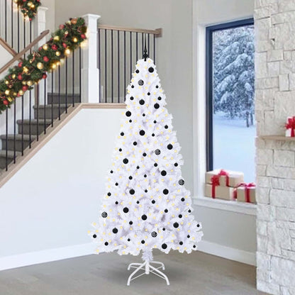Artificial Christmas Tree with Stand White PVC and Steel 240 cm Black