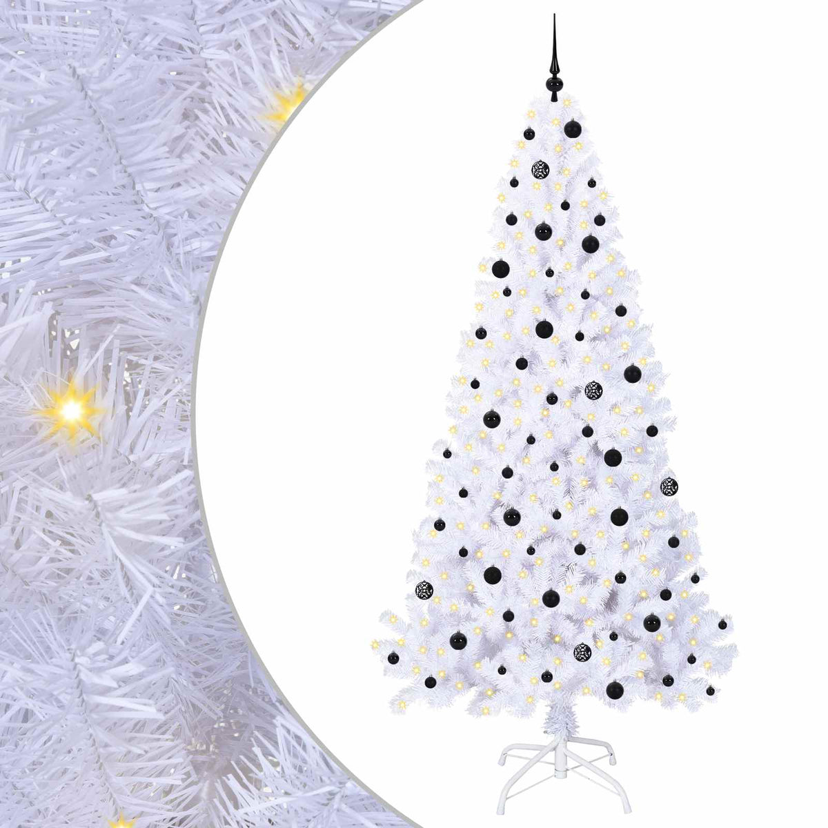 Artificial Christmas Tree with Stand White PVC and Steel 240 cm Black