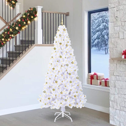 vidaXL Artificial Christmas Tree with Stand White 240 cm PVC and Steel 1