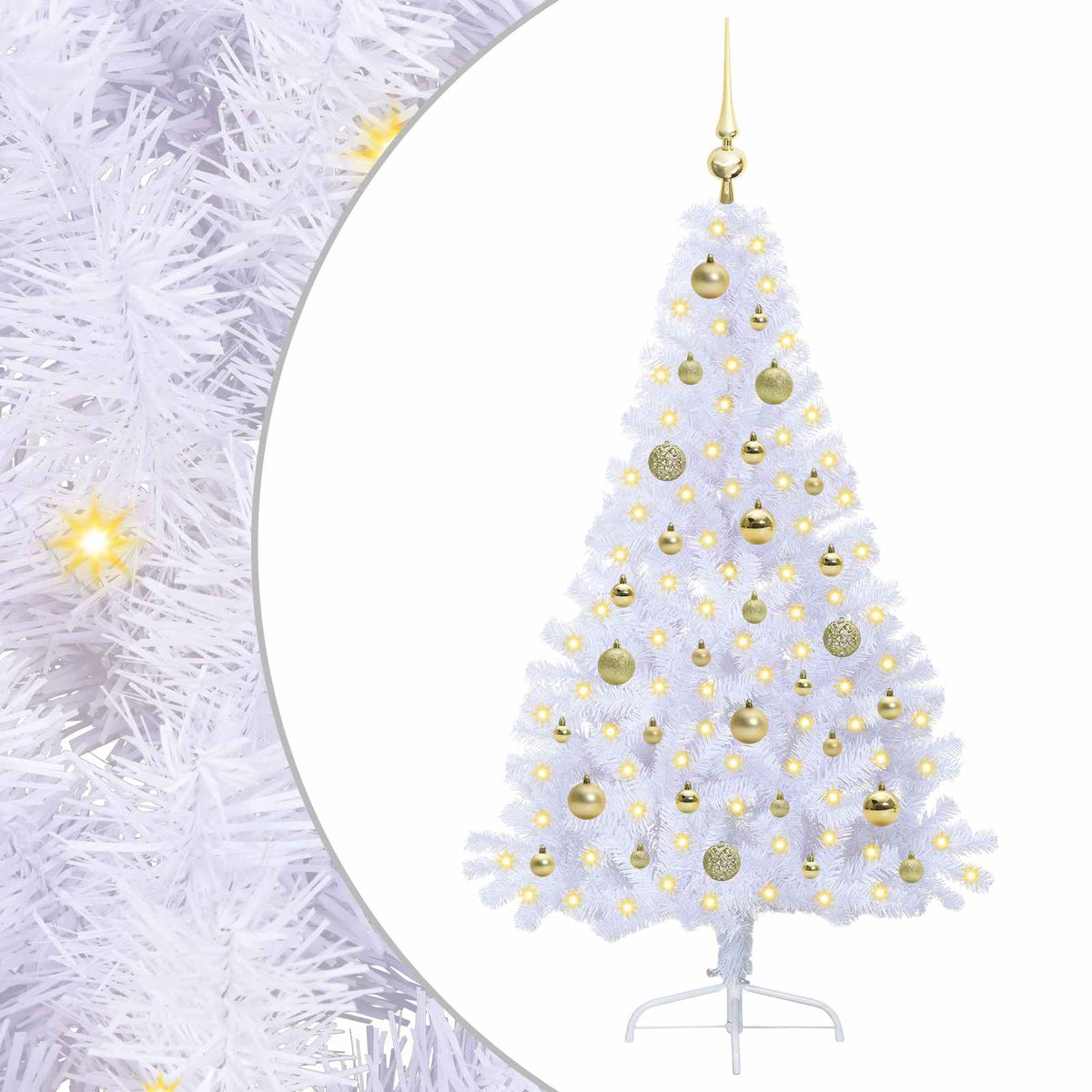 vidaXL Artificial Christmas Tree with Stand White 150 cm PVC and Steel 2