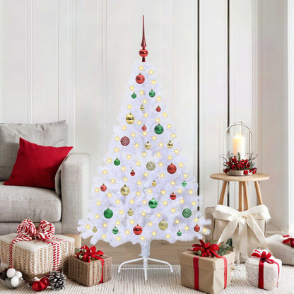 vidaXL Artificial Christmas Tree with Stand White 150 cm PVC and Steel 1