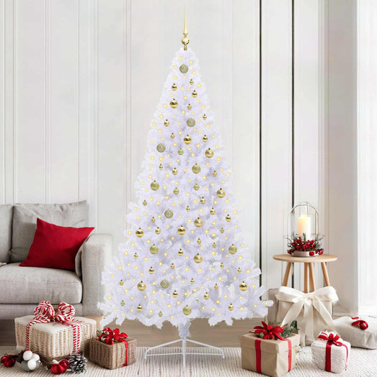 vidaXL Artificial Christmas Tree with Stand White 210 cm PVC and Steel 1
