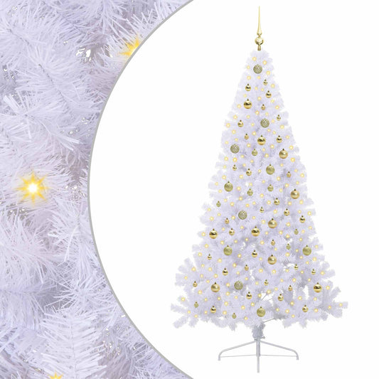 vidaXL Artificial Christmas Tree with Stand White 210 cm PVC and Steel 2