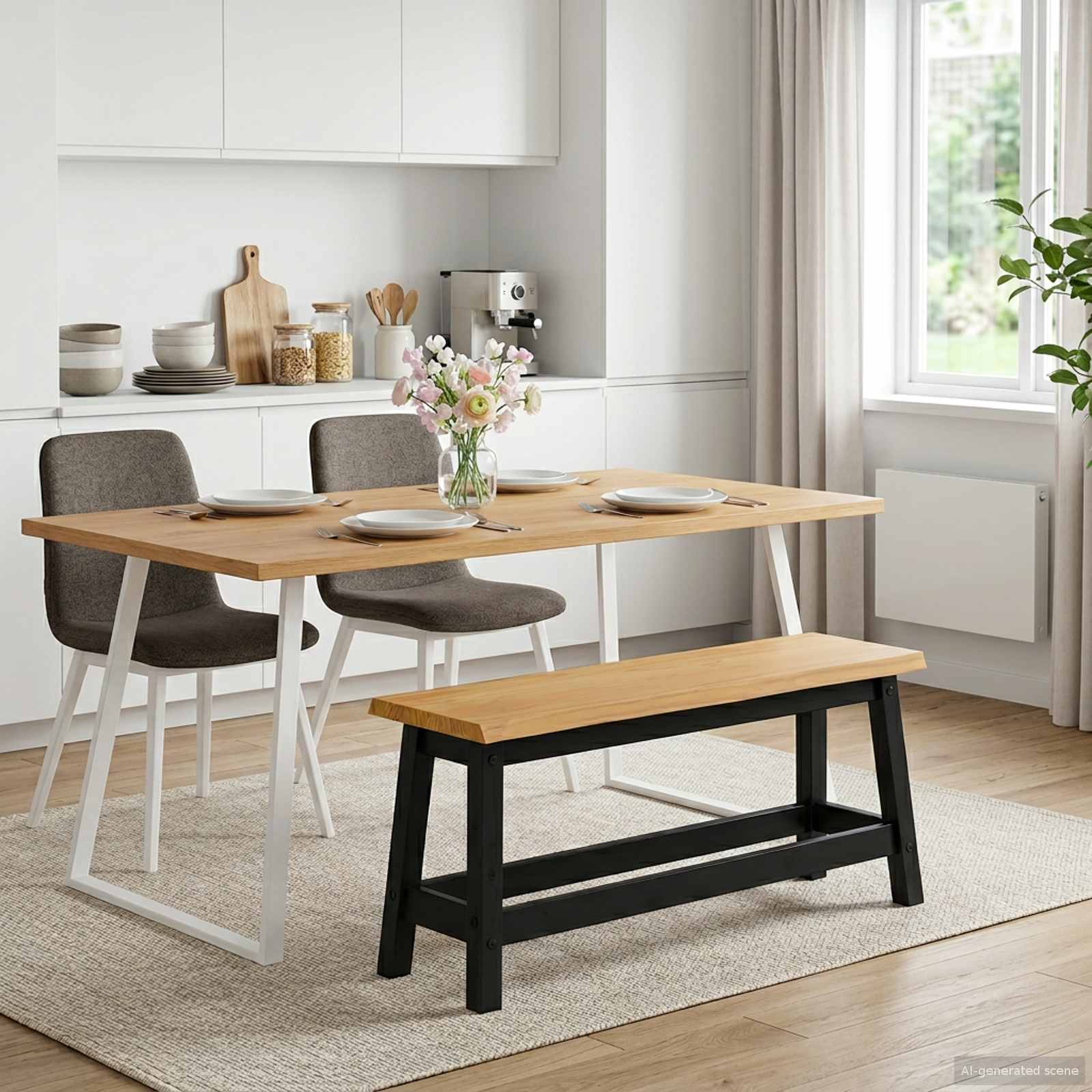 VidaXL Dining Bench EKAI Black 91.5 x 29 x 45.5 cm Solid Pine Wood 1
