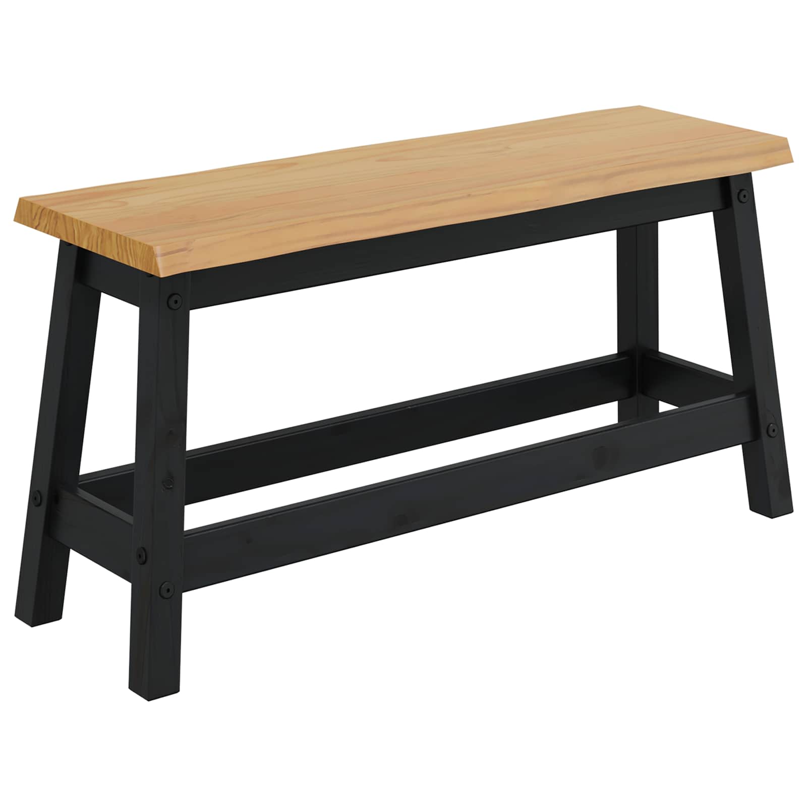 VidaXL Dining Bench EKAI Black 91.5 x 29 x 45.5 cm Solid Pine Wood 2