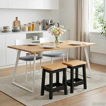 vidaXL Bar Stool EKAI 2 pcs Black 40 x 29 x 45.5 cm Solid Pine Wood 1