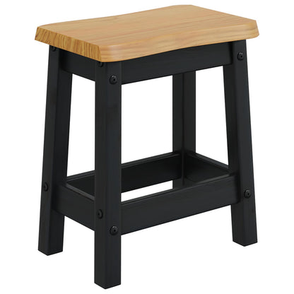 vidaXL Bar Stool EKAI 2 pcs Black 40 x 29 x 45.5 cm Solid Pine Wood 3