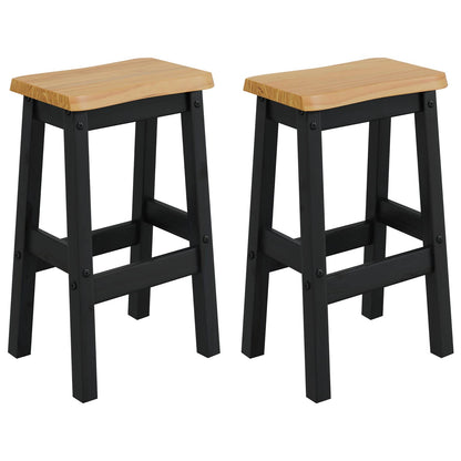 vidaXL High Bar Stool EKAI 2 pcs Black 40 x 29 x 63 cm Solid Pine Wood 2