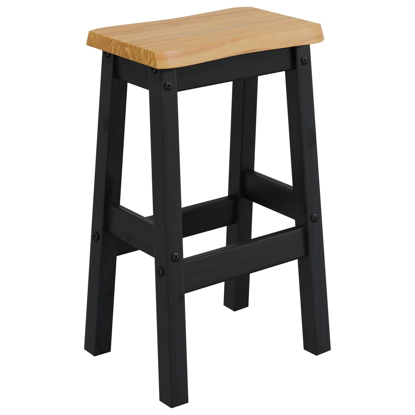 vidaXL High Bar Stool EKAI 2 pcs Black 40 x 29 x 63 cm Solid Pine Wood 3