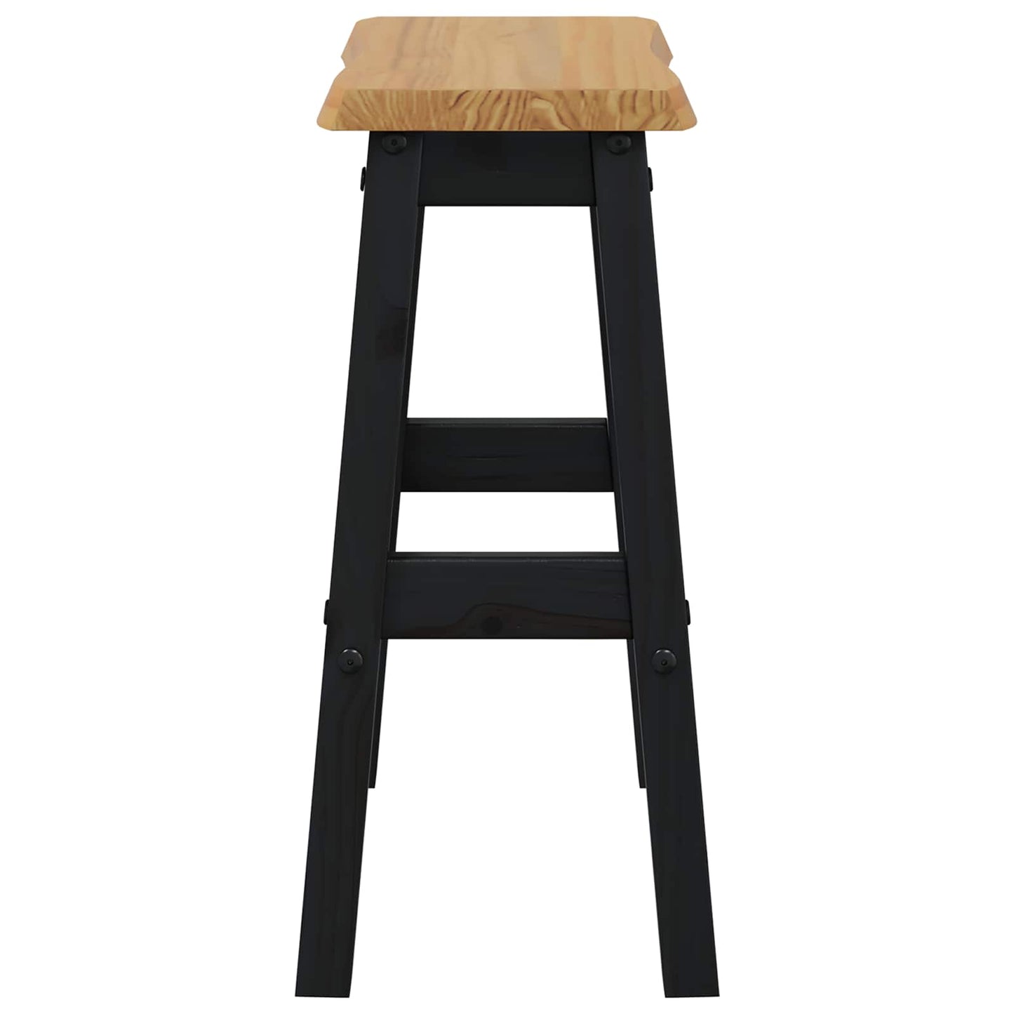 vidaXL High Bar Stool EKAI 2 pcs Black 40 x 29 x 63 cm Solid Pine Wood 5