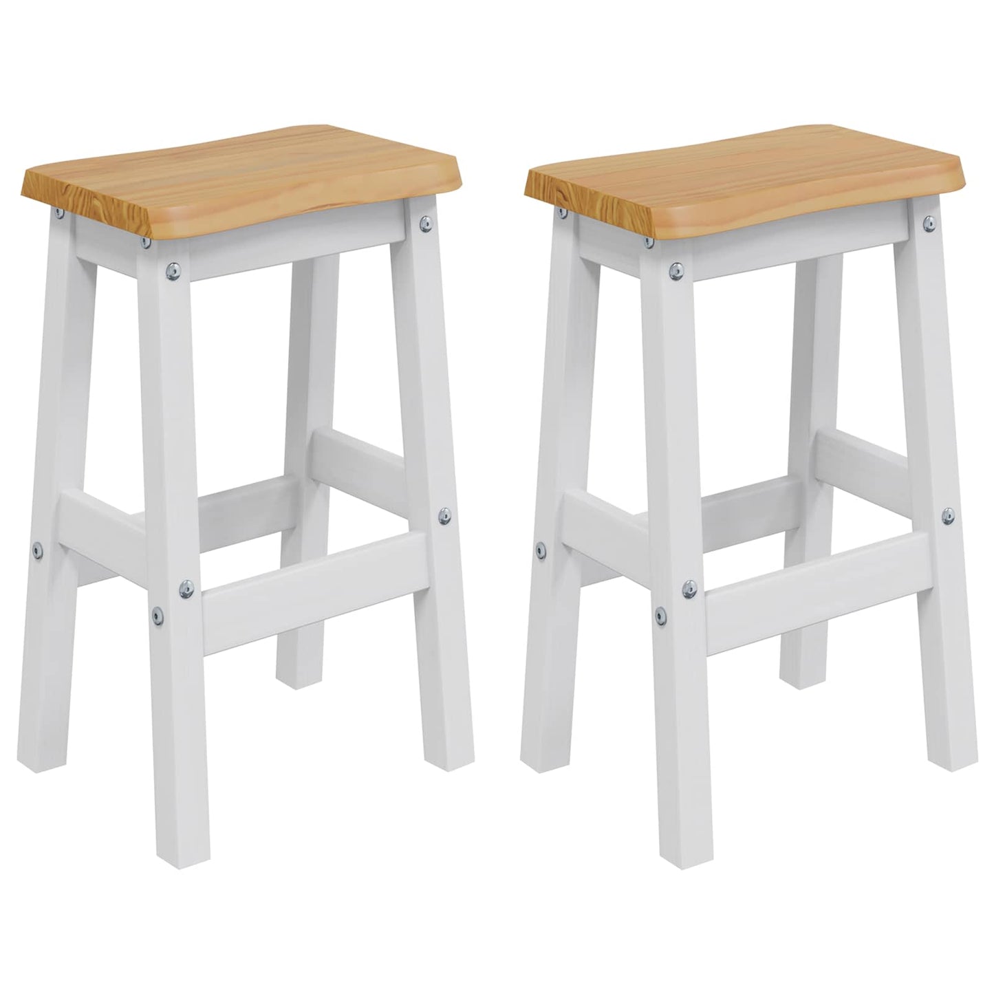 vidaXL High Bar Stool EKAI 2 pcs White 40 x 29 x 63 cm Solid Pine Wood 2