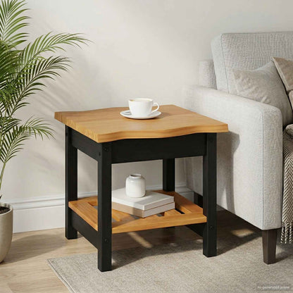 VidaXL Side Table EKAI Black 50 x 50 x 45.5 cm Solid Pine Wood 1