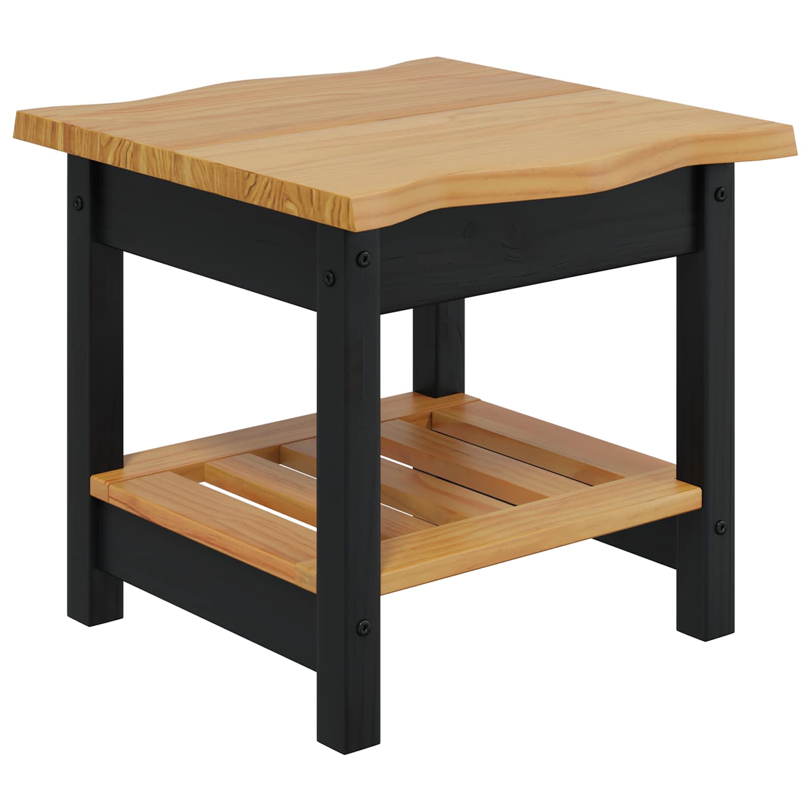 VidaXL Side Table EKAI Black 50 x 50 x 45.5 cm Solid Pine Wood 2