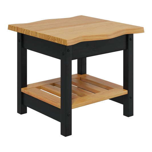 Side Table EKAI 50 x 50 x 45.5 cm Solid Pine Wood Black