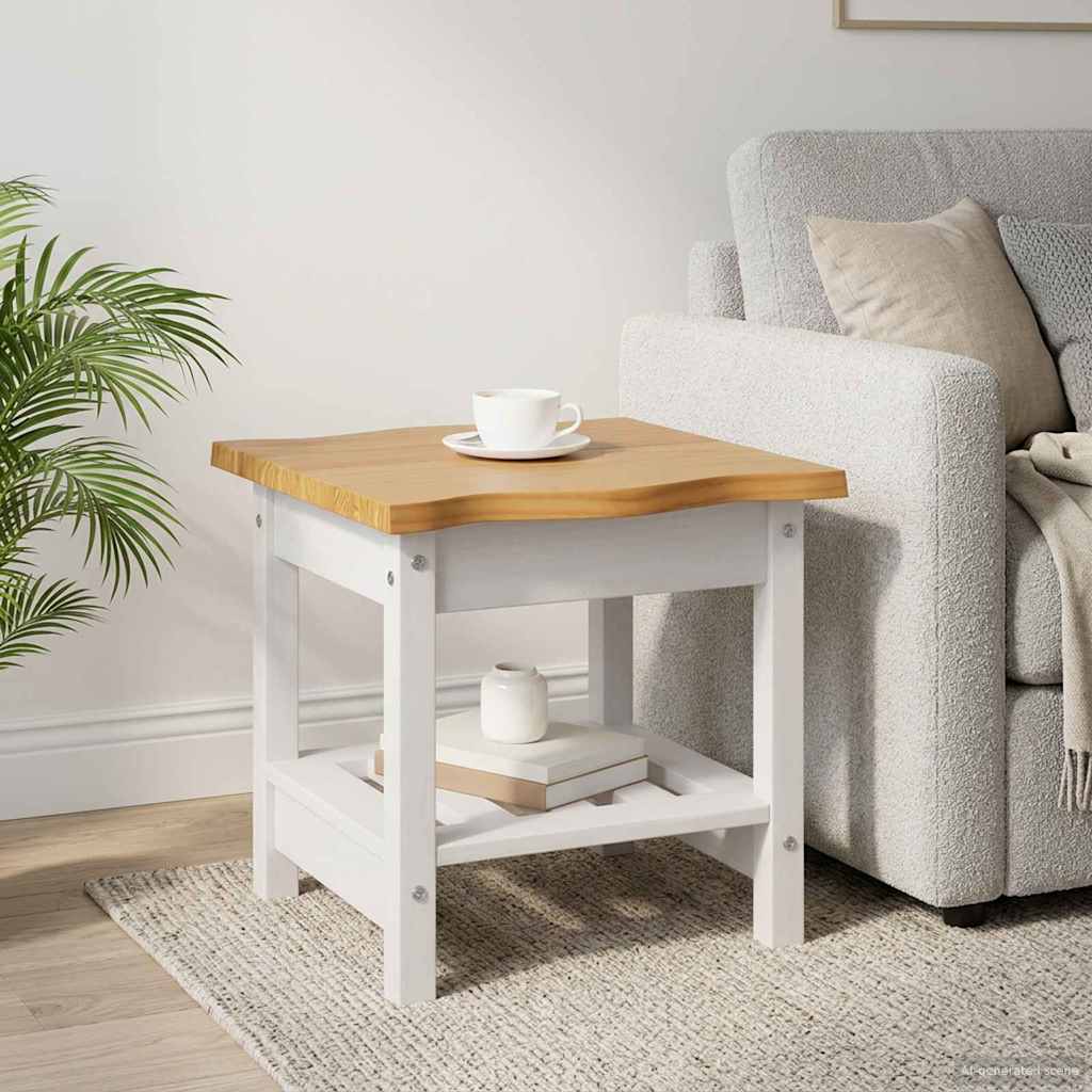 VidaXL Side Table EKAI White 50 x 50 x 45.5 cm Solid Pine Wood 1