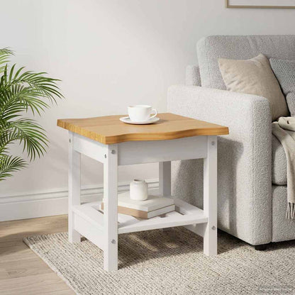 VidaXL Side Table EKAI White 50 x 50 x 45.5 cm Solid Pine Wood 1