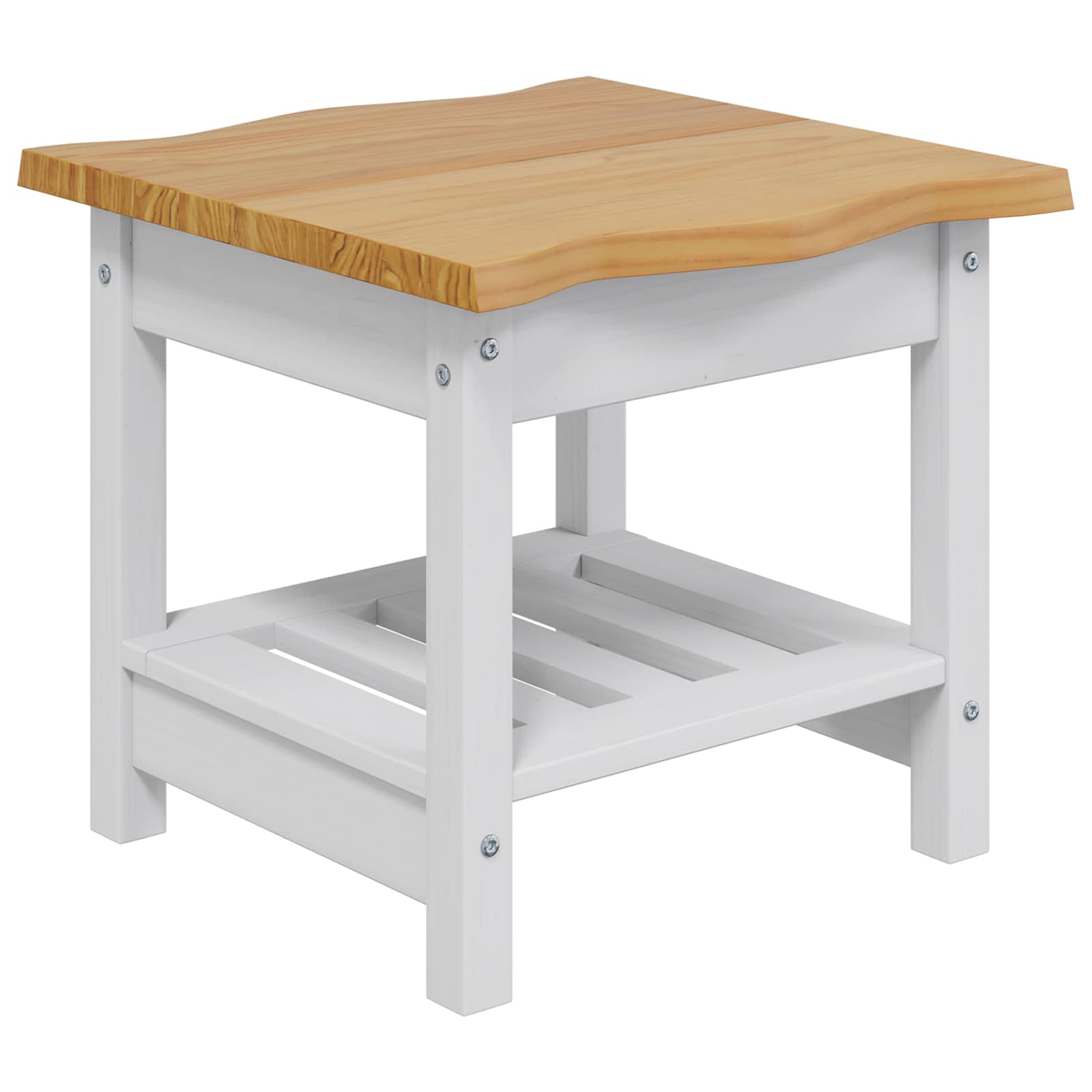 VidaXL Side Table EKAI White 50 x 50 x 45.5 cm Solid Pine Wood 2