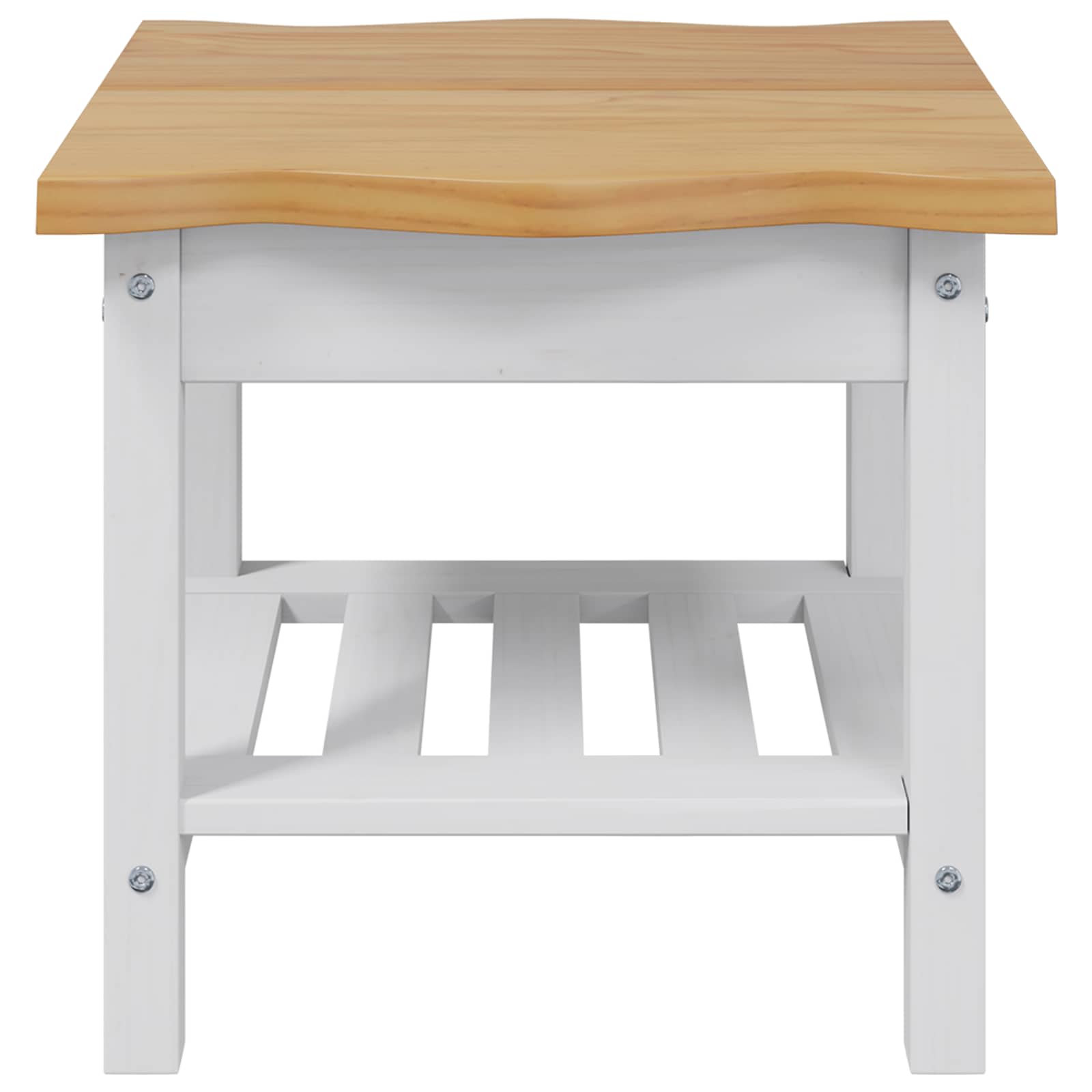 VidaXL Side Table EKAI White 50 x 50 x 45.5 cm Solid Pine Wood 4
