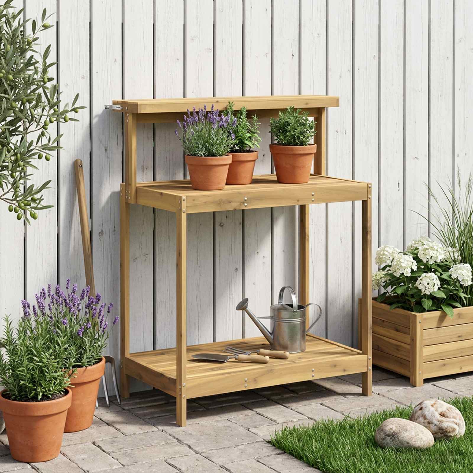 vidaXL Outdoor Potting Bench 86.5 x 48.5 x 106 cm Solid Acacia Wood 1