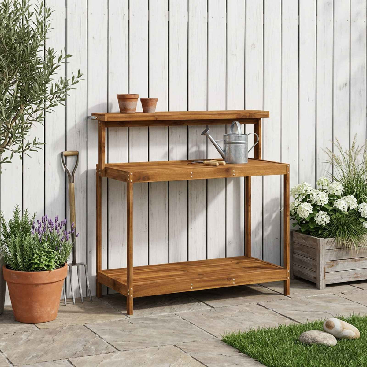 vidaXL Outdoor Potting Bench Solid Acacia Wood