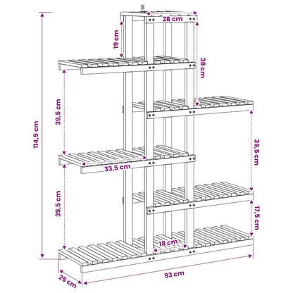 vidaXL Plant Stand Natural 93 x 25 x 114.5 cm Solid Acacia Wood 6