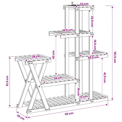 vidaXL Plant Stand Natural 95 x 25 x 101.5 cm Solid Acacia Wood 6