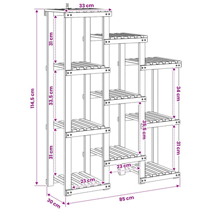 vidaXL Plant Stand Natural 85 x 30 x 114.5 cm Solid Acacia Wood 6